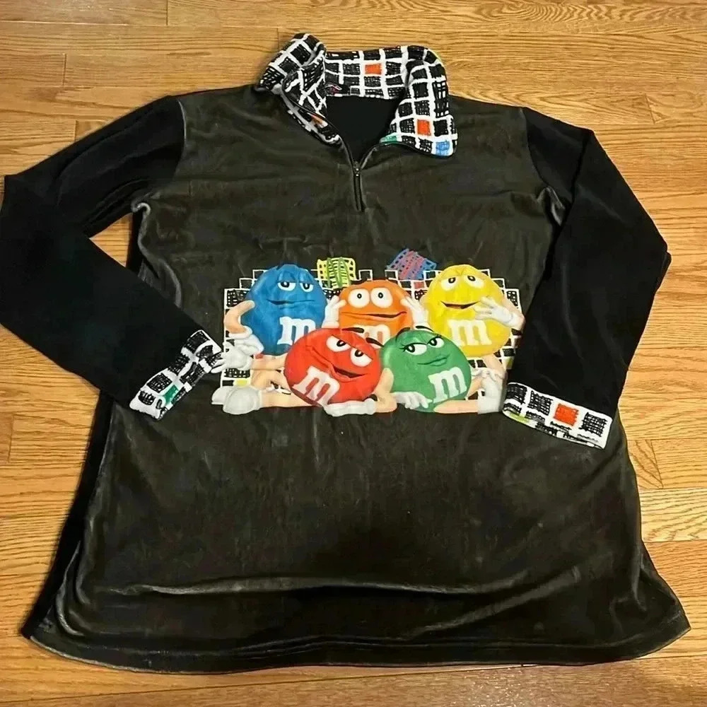 [XXL]Futoun  Black Velvet M&M Pull Over Sweatshirt 1/4 Zip
